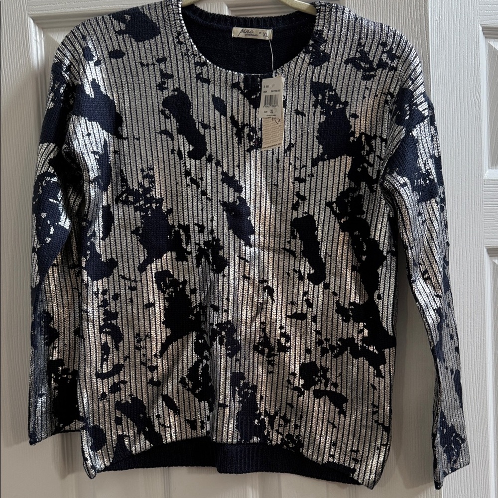 Pinc Premium Navy and Silver Crewneck Sweater